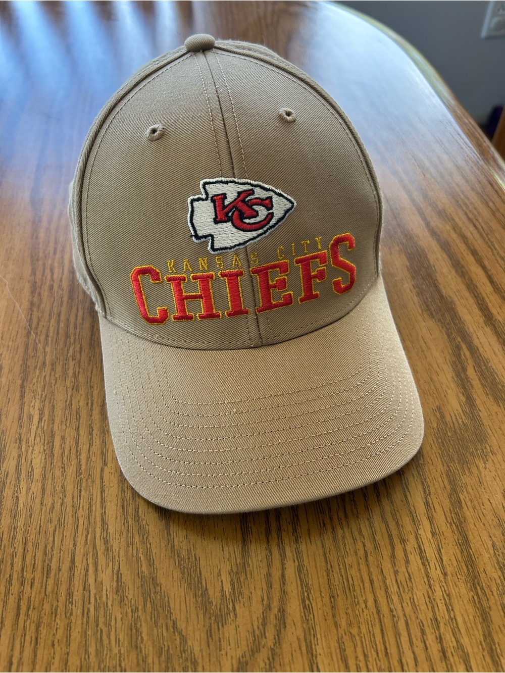 NFL Kansas City Chiefs Khaki Hat with Red and Gold Embroidery